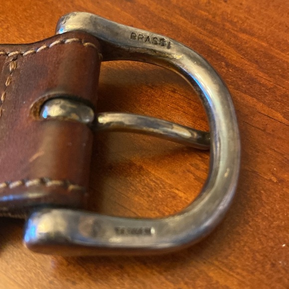 Eddie Bauer LARGE Men’s Leather Belt Brown Brass - Picture 2 of 7